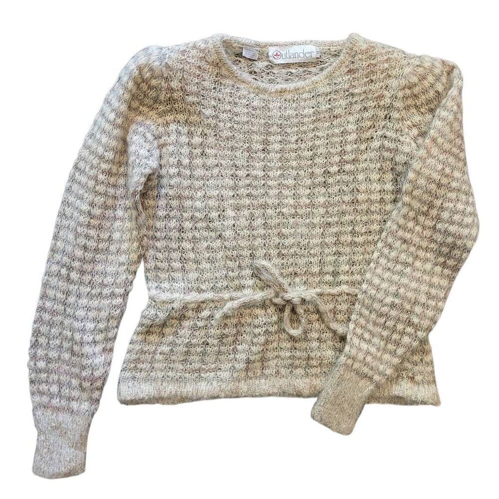 Vintage Outlander Sweater Women's MediumβMohair Wool Metallic Tie Waist